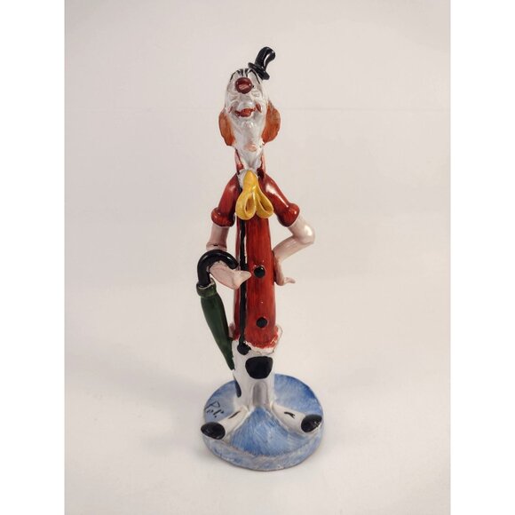 T P Ceramiche Poli Cesare Italian Clown Figurine Umbrella Vintage Signed - Picture 3 of 11